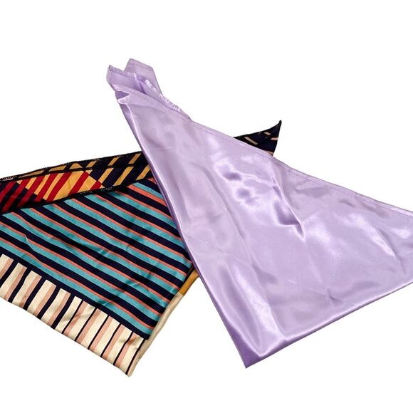 H&M Silk Striped Purple Hair Scarf Bandanas - Picture 2 of 3